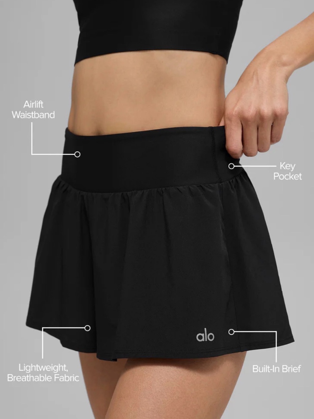 Alo Black Victory Running Short - High Waist